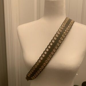 MICHAEL KORS NWOT OLIVE GREEN LEATHER GUITAR STRAP